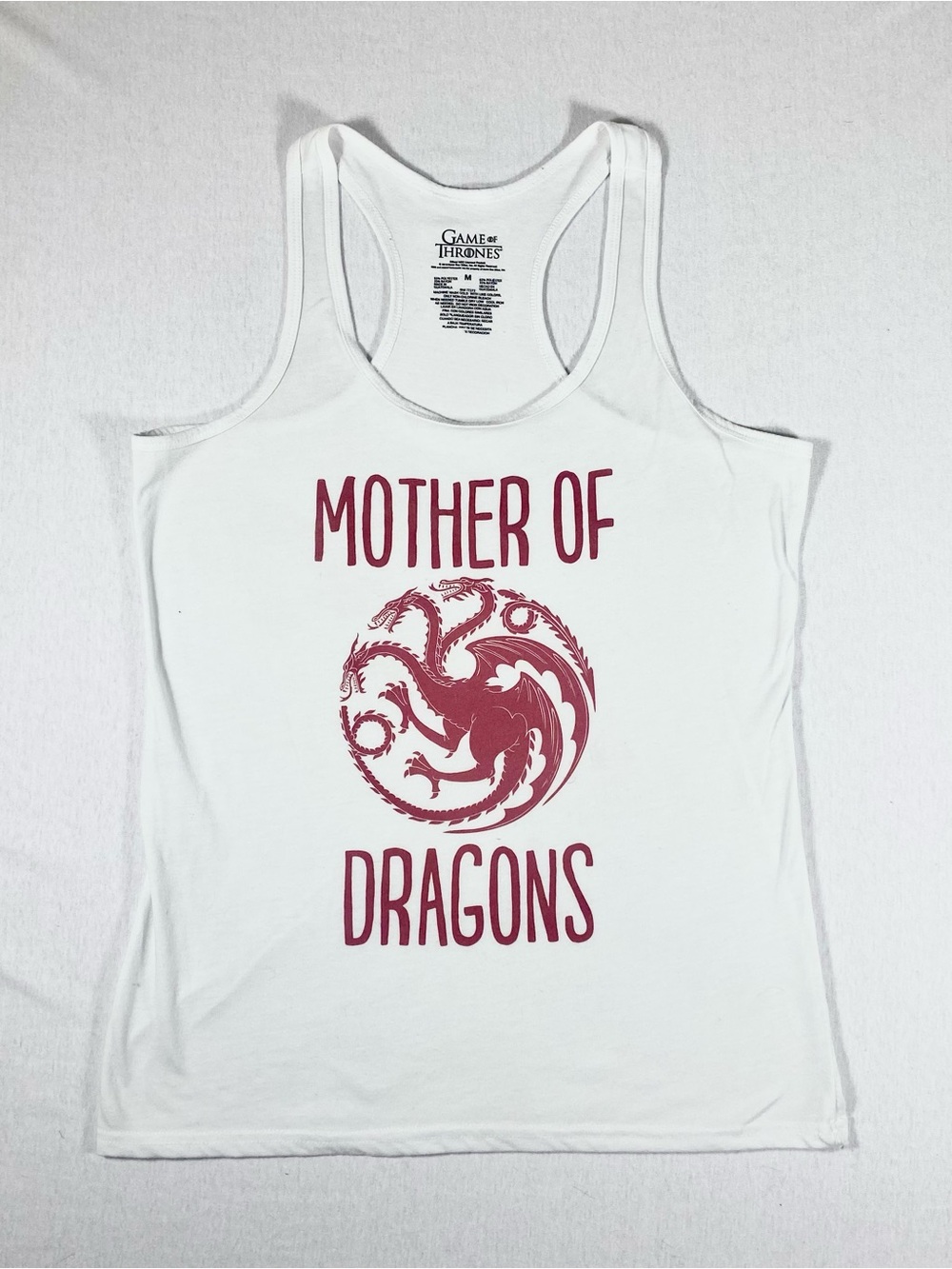 Game Of Thrones Women’s M Tank Top White Red Mother Of Dragons Fantasy TV